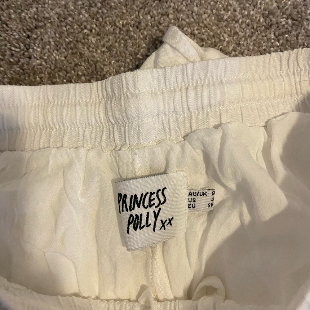 Princess Polly white linen shorts